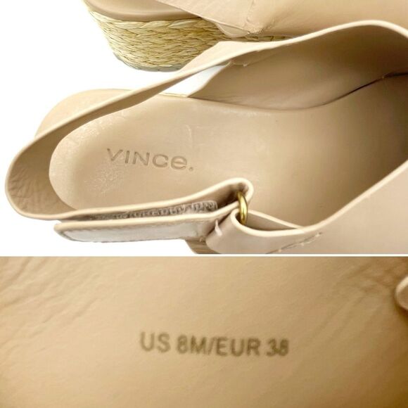 Vince Jesson Platform Sandals Nude Taupe Leather Cross Strap Flatform Size 8 - Picture 11 of 16